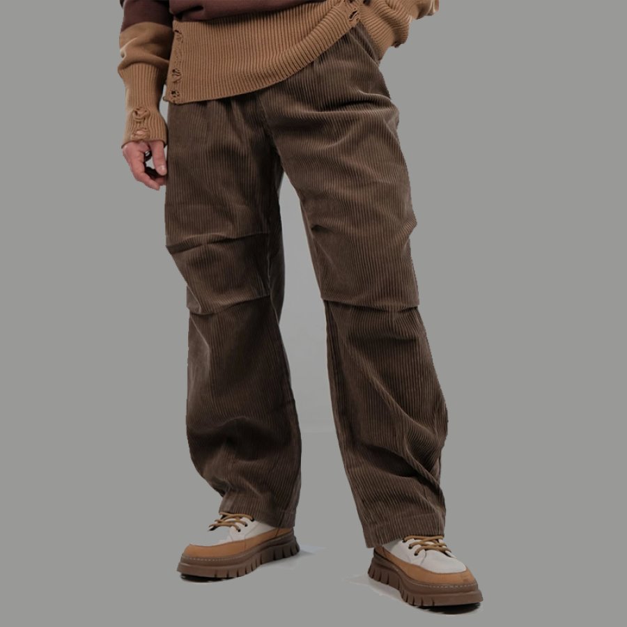 

Men's Vintage Loose Multi Pocket Corduroy Pants