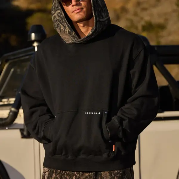Men's Oversize Retro Camouflage Printed Hooded Sweatshirt - Wayrates.com 