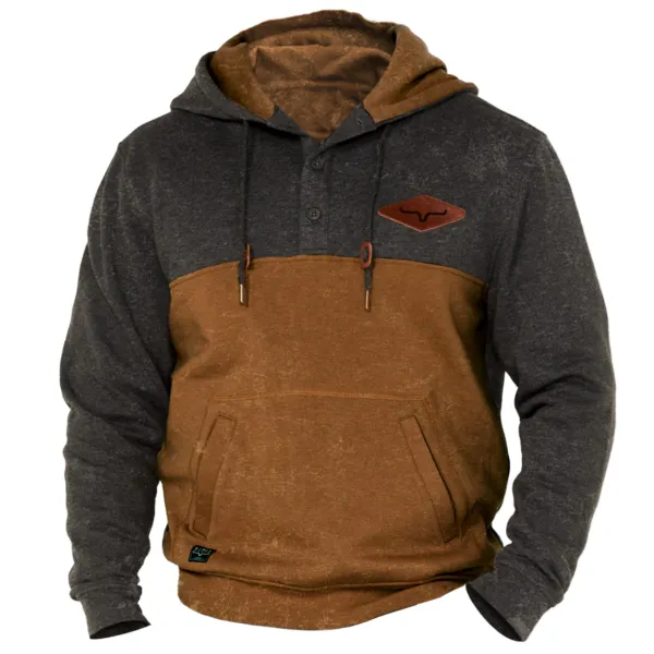 Felpa Con Cappuccio Da Uomo In Pile Retrò Spesso A Contrasto Di Colore - Wayrates.com 