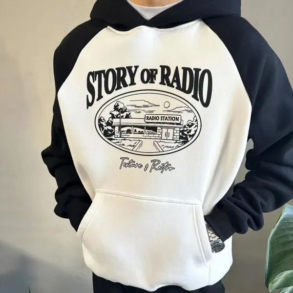 Oversized Unisex Contrast Slouchy Print Hoodie - Wayrates.com 