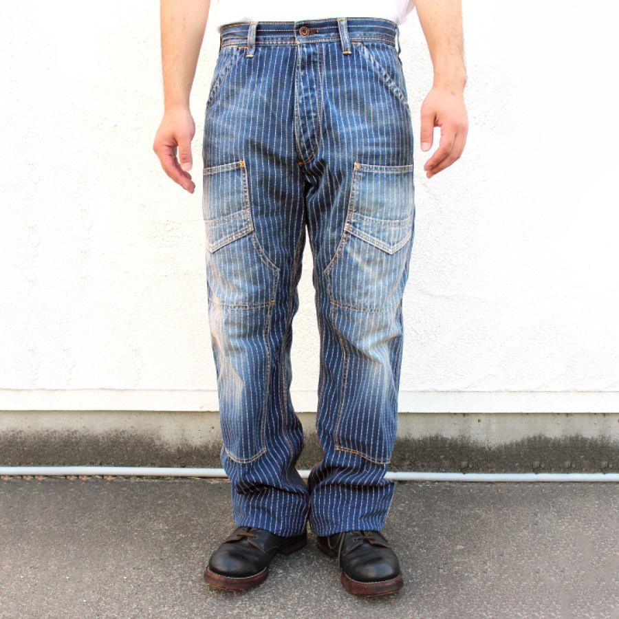 

1920-1930s Indigo WABASH Striped Retro Pants