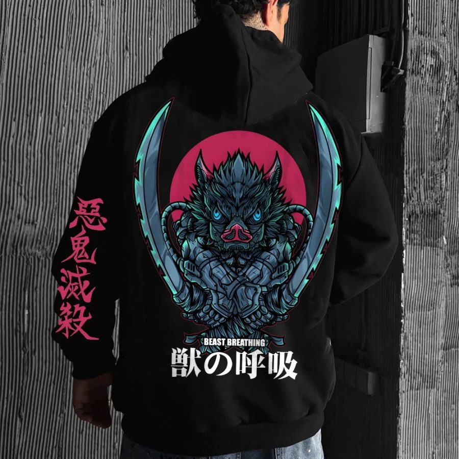 

Oversized Unisex Anime Demon Slayer Print Hoodie