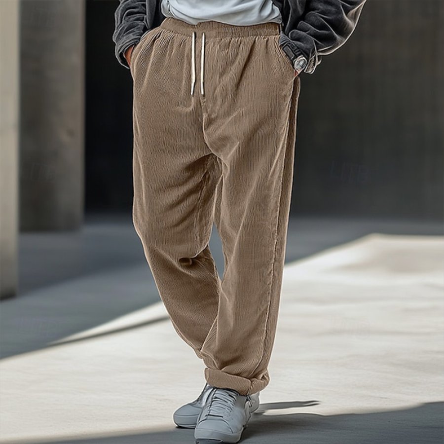 

Men's Drawstring Pocket Dress Corduroy Pants