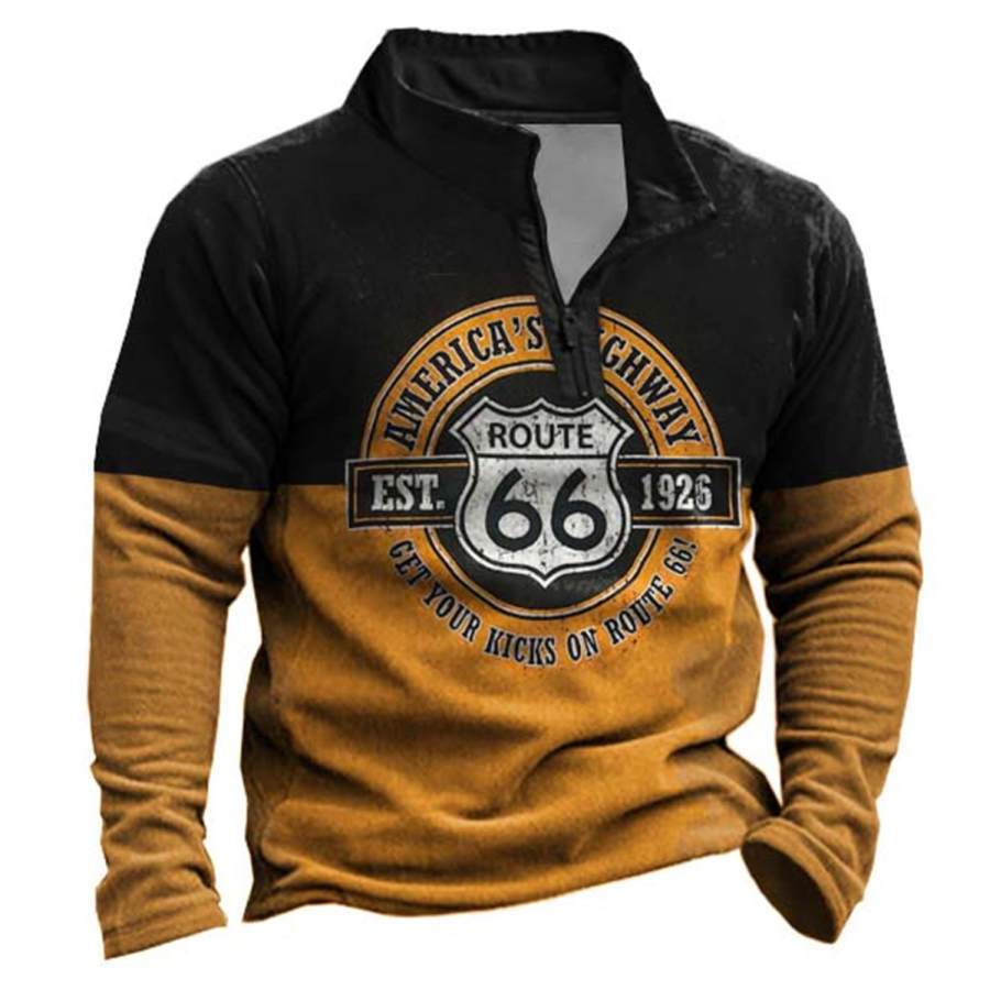 

Men's Outdoor Route 66 Print Zipper Sweatshirt