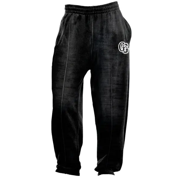 Men's Retro Distressed Gradient Outdoor Elastic Waist Sweatpants - Wayrates.com 