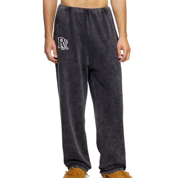 Men's Retro Outdoor Elastic Waist Letter R Printed Sweatpants - Wayrates.com 