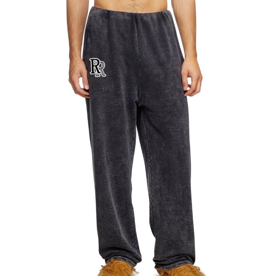 

Men's Retro Outdoor Elastic Waist Letter R Printed Sweatpants