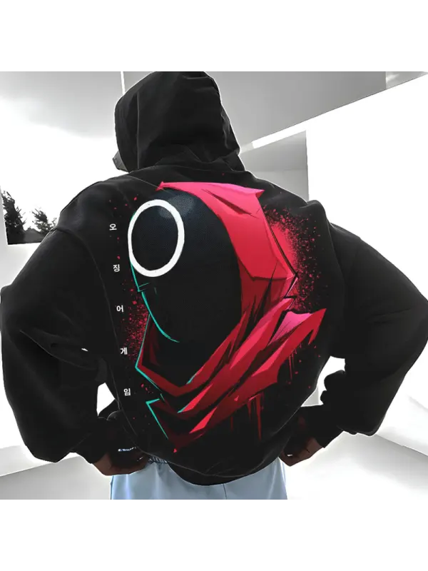 Men's Oversized Squid Game Print Hoodie Streetwear - Aptkoi.com 