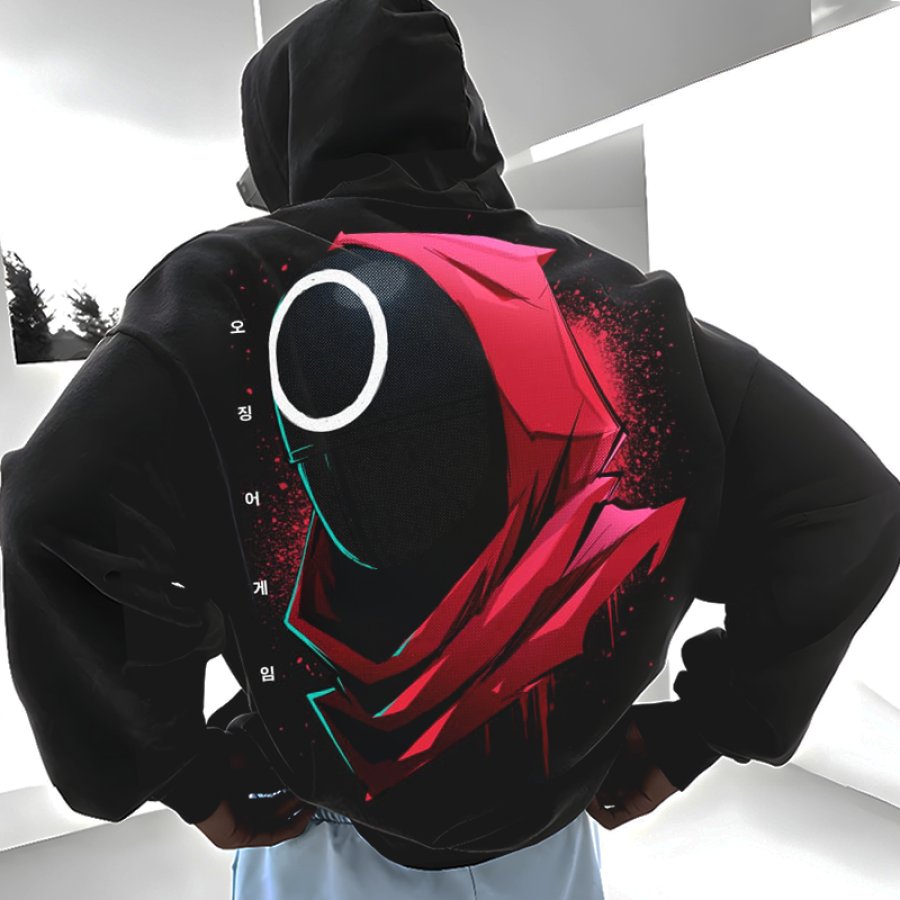 

Men's Oversized Squid Game Print Hoodie Streetwear