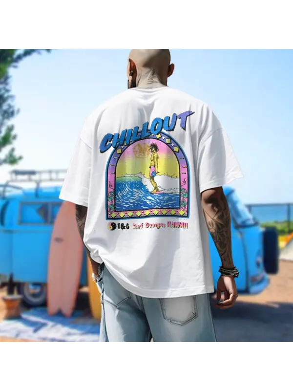 Unisex Vintage T&C Surf Designs Print Short Sleeve Oversize T-shirt - Anrider.com 