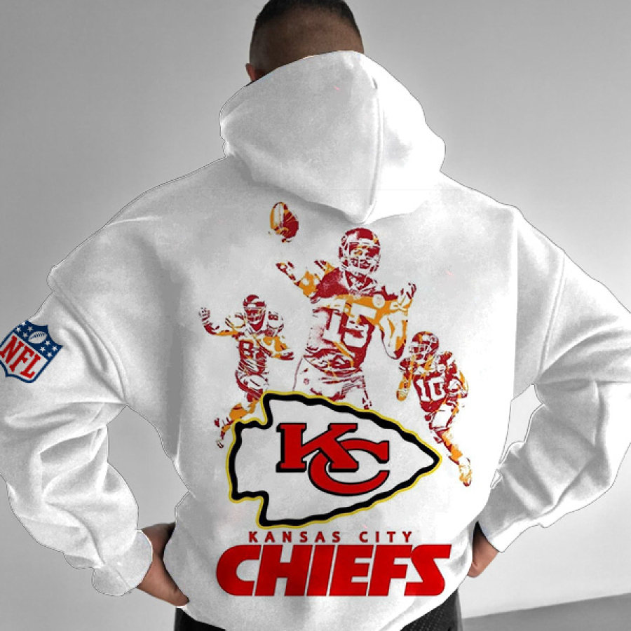 

Unisex Vintage KC NFL Print Oversized White Hoodie