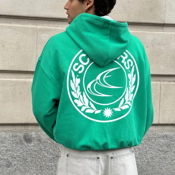 Unisex Iconic Light Printing Casual Oversized Green Hoodie - Wayrates.com 