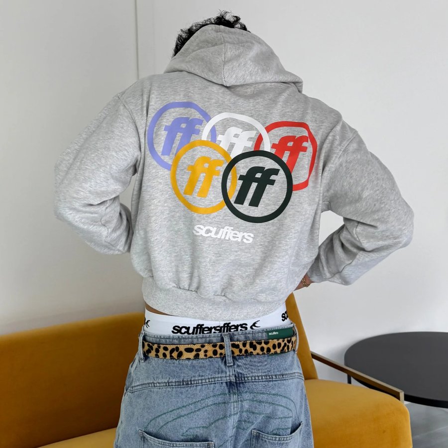 

Unisex Iconic Light Printing Casual Oversized Gray Hoodie