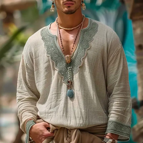 Men's Casual Loose Long Sleeve Shirt - Wayrates.com 
