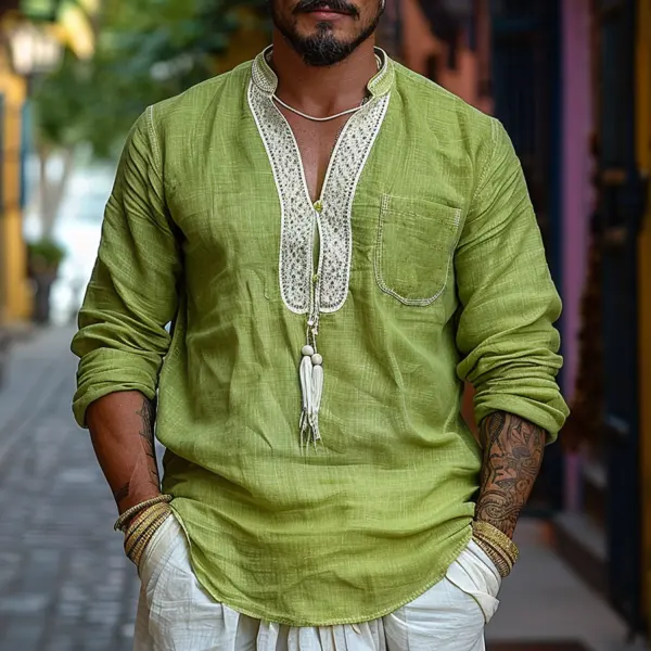 Outdoor Vacation Ethnic Lace Design Shirt - Wayrates.com 