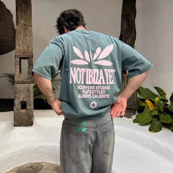 Unisex Iconic Light Printing Casual Oversized Green T-Shirt - Wayrates.com 