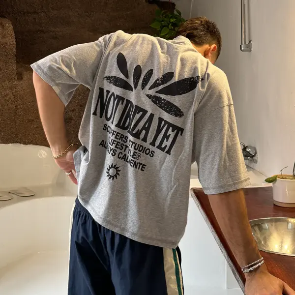 Unisex Iconic Light Printing Casual Oversized Gray T-Shirt - Wayrates.com 