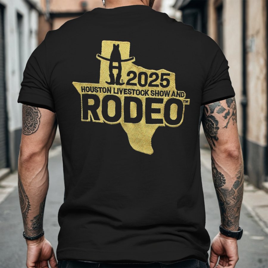 

Men's Vintage Houston Livestock Show And Rodeo Print Daily Short Sleeve Crew Neck T-Shirt