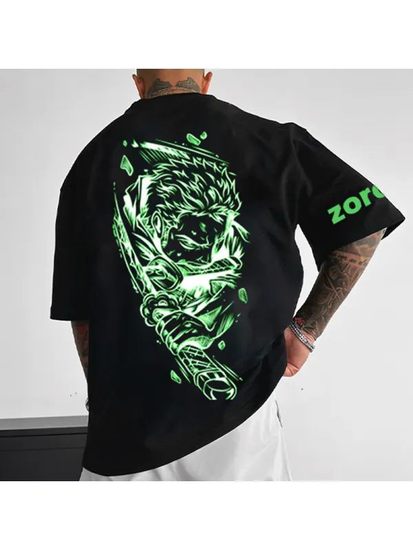 Unisex Pirate Straw Hat Anime Print Oversized Casual T-Shirt - Aptkoi.com 