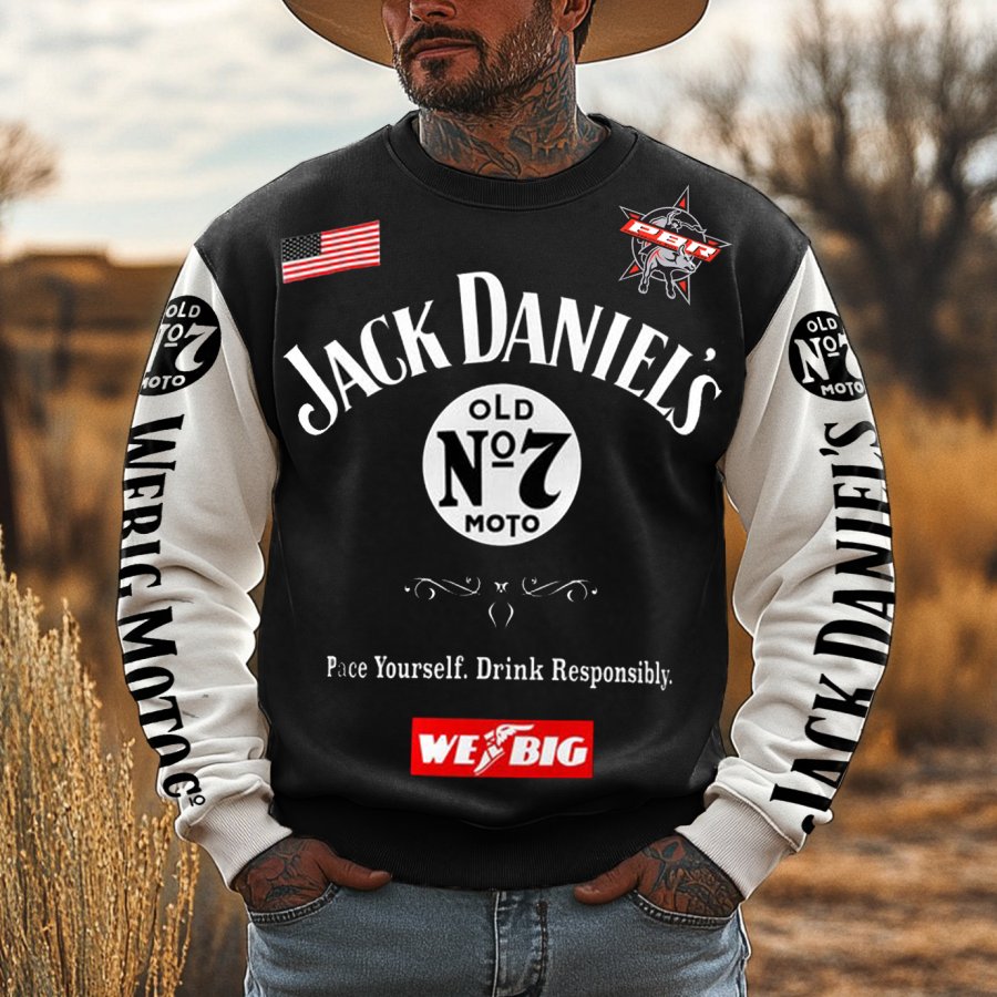 

Men's Vintage American Western Style Cowboy PBR Teams Print Daily Oversized Crew Neck Sweatshirt