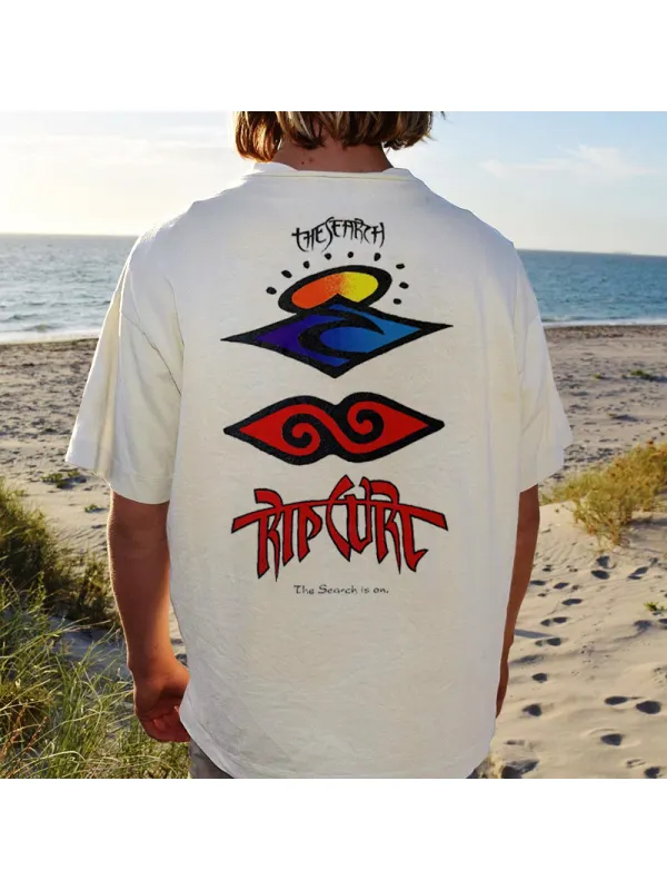 Oversized Unisex Retro Relaxed Print Surf T-Shirt - Shopyiyistories.com 
