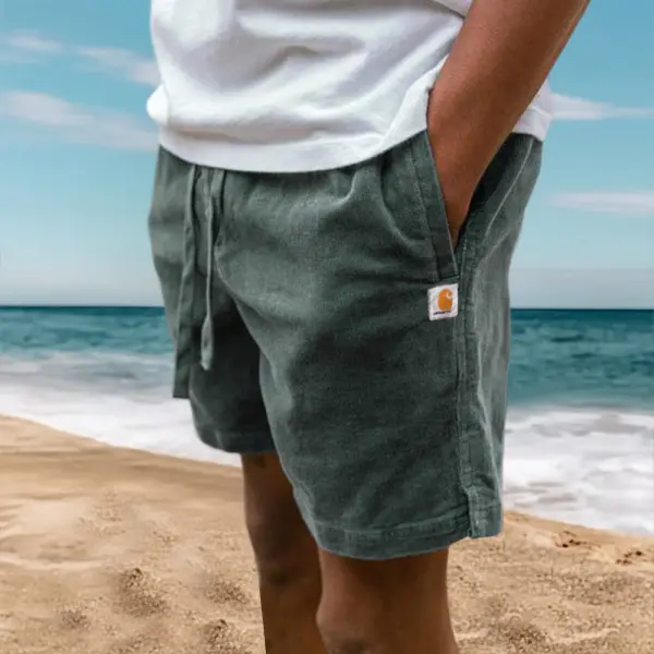 Men's Shorts Retro Corduroy 5 Inch Shorts Surf Beach Shorts Daily Casual Green - Anurvogel.com 