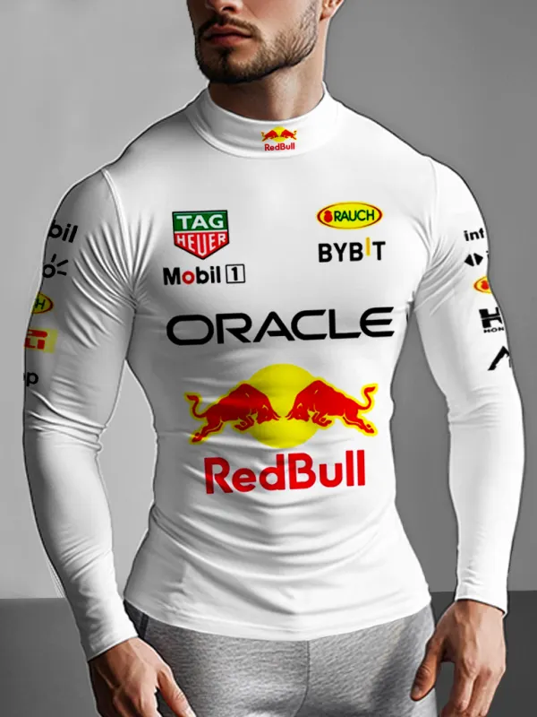 Men's Oracle Red Bull Racing Slim Fit Compression Long Sleeve T-Shirt - Menbarn.com 