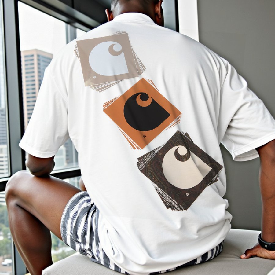 

Men's Vintage Oversized Graphic Print T-Shirt White Black