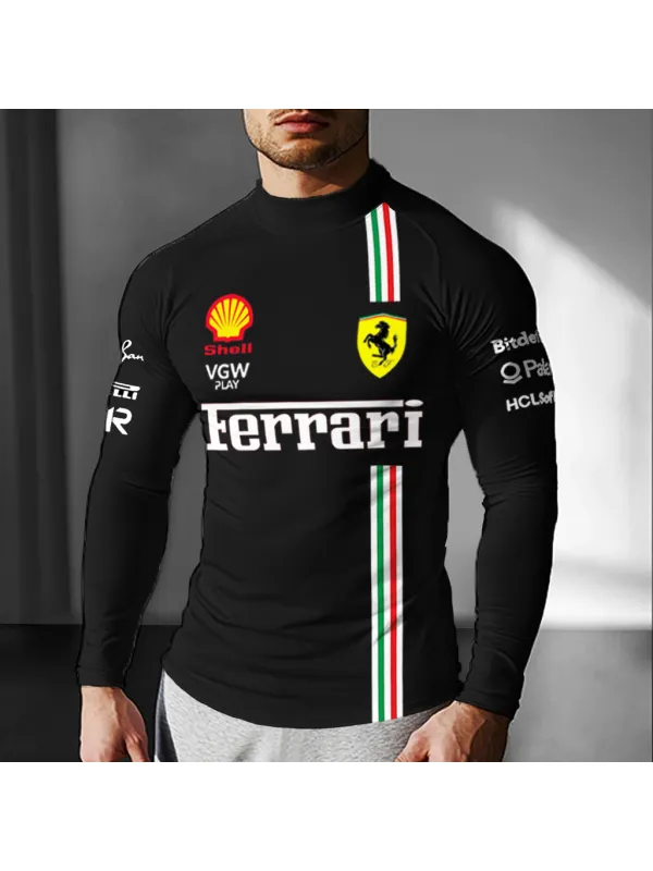 Unisex Couple Racing Print Slim Fit Compression Long Sleeve T-Shirt - Aptkoi.com 