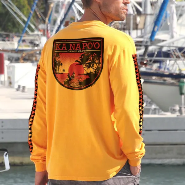Ka Napoo Canoe Club Mango Classic Long Sleeve Crew Neck T-sh - Wayrates.com 