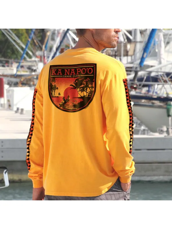 Ka Napoo Canoe Club Mango Classic Long Sleeve Crew Neck T-sh - Shopyiyistories.com 