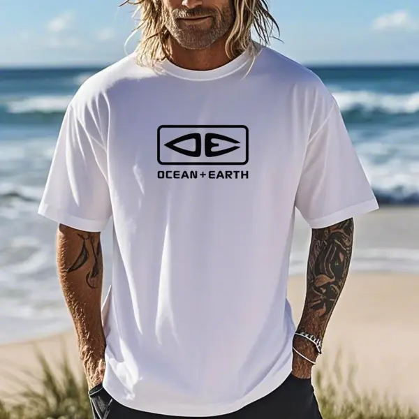 Men's OE Surf Print Crew Neck Short Sleeve T-Shirt - Dozenlive.com 
