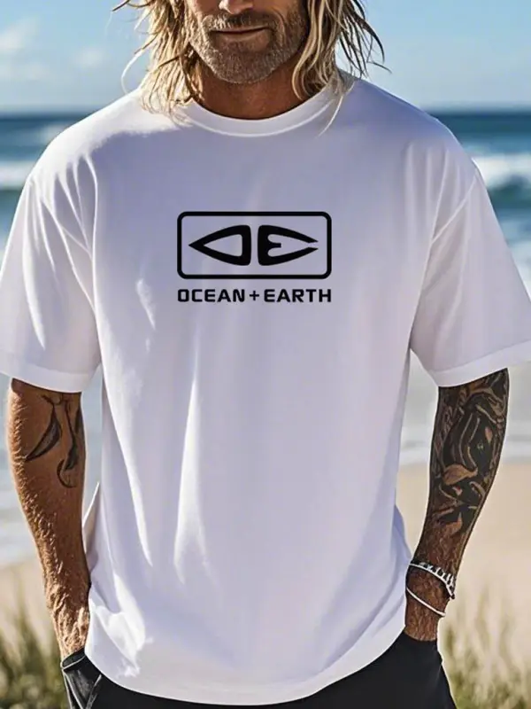 Men's OE Surf Print Crew Neck Short Sleeve T-Shirt - Pragmaace.com 