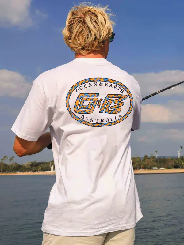 Men's Surf Print Crew Neck Short Sleeve T-Shirt - Menbarn.com 