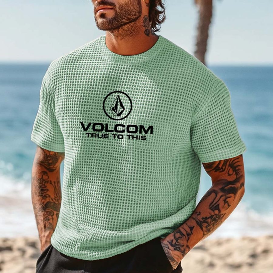 

Men's Vintage Waffle Knit True To This Surf Short Sleeve Crew Neck T-Shirt