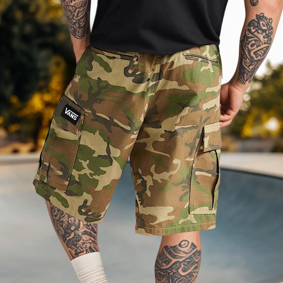 

Men's Skater Shorts Cargo Shorts Vintage Camouflage Skateboard Print Elastic Drawstring Baggy Boardshorts