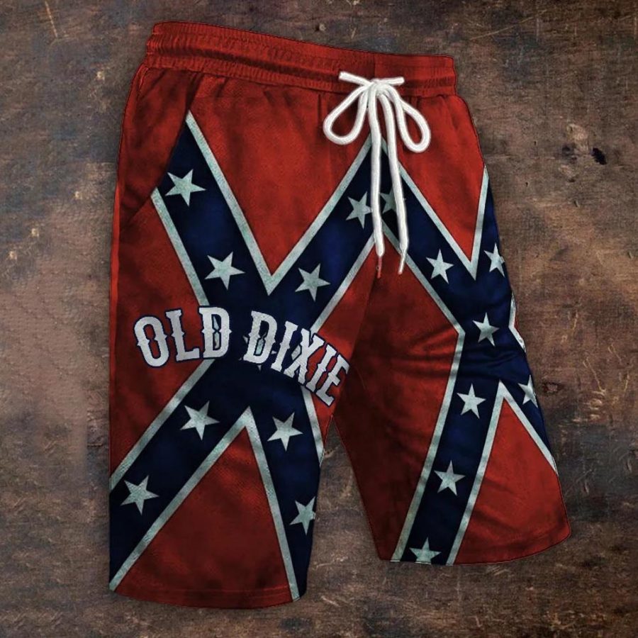 

Men's Old Dixie Rebel Flag Inspired Independence Day Drawstring Shorts