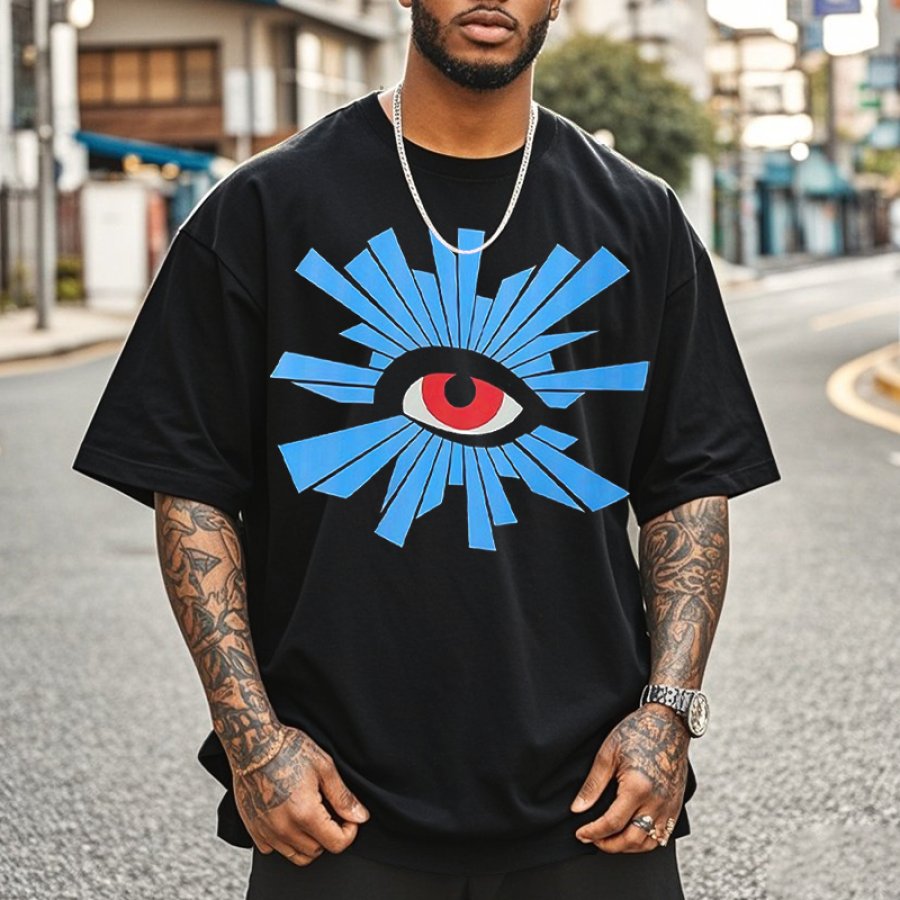 

Men's Vintage Eye Cotton Graphic Print Short-sleeved T-shirt