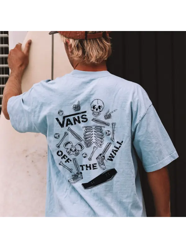 Surf Style Skeleton Printed T-Shirt - Aptkoi.com 
