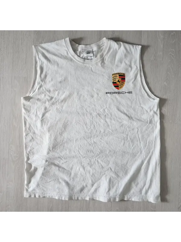 Men's Vintage Luxury Car Print Surfing Oversized Print Tank Top - Ootdmw.com 