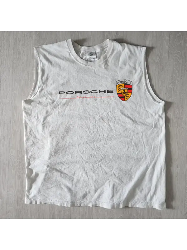 Men's Vintage Luxury Car Print Surfing Oversized Print Tank Top - Frontiercool.com 