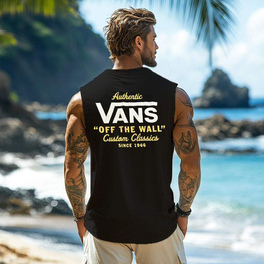 

Men's Vintage Surf Oversized Print Tank Top