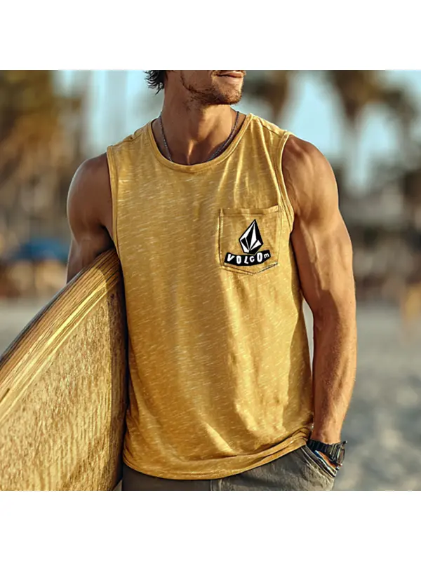Yellow Tank Top With Surfboard: Summer Beach Style - Aptkoi.com 