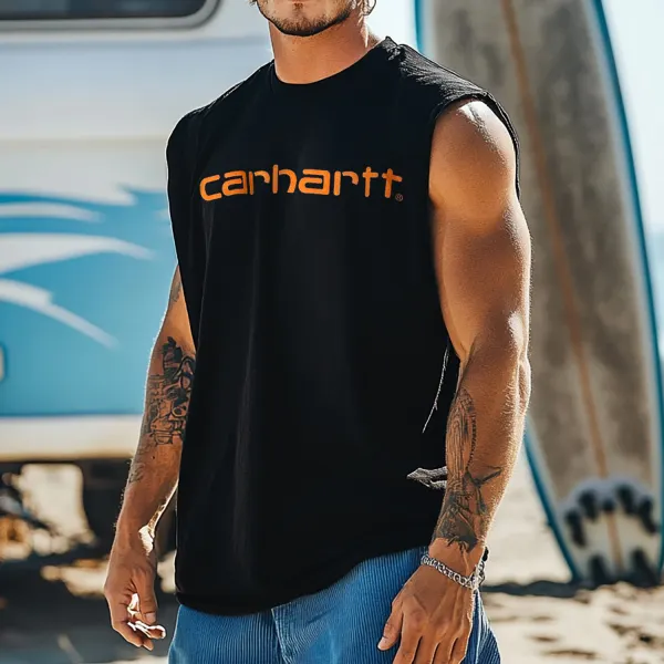 Unisex Oversized Surf Print Tank Top Casual Comfort Cotton Sleeveless T-Shirt - Wayrates.com 