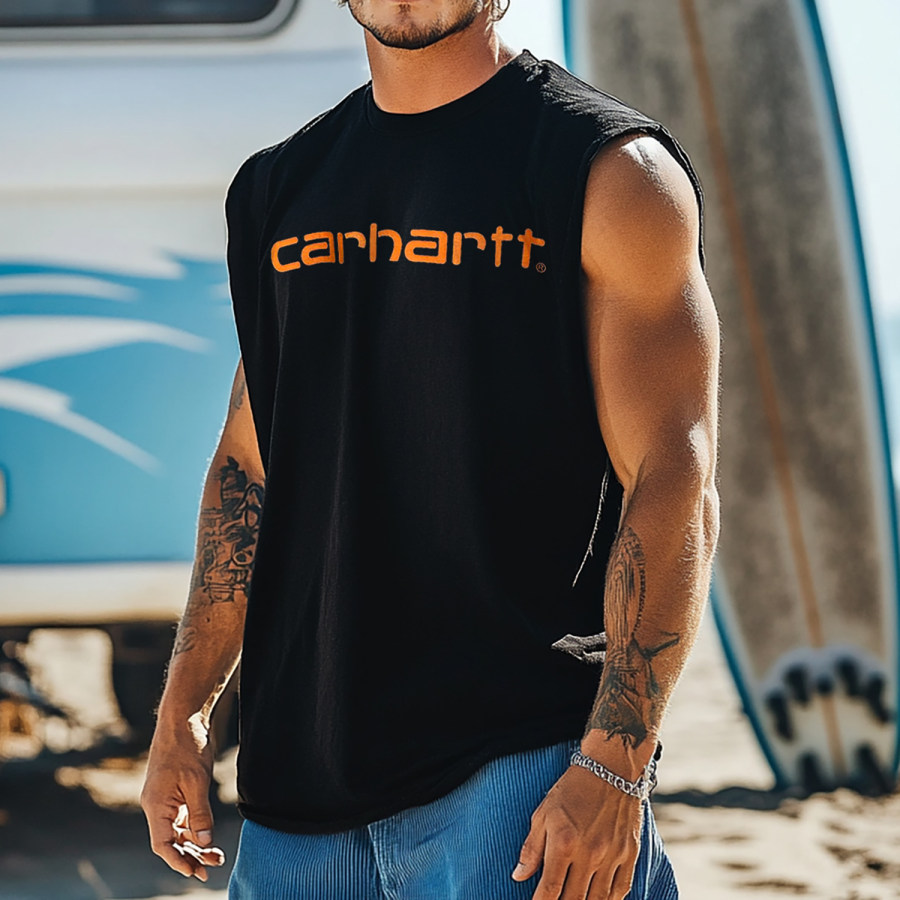 

Carhartt Unisex Oversized Surf Print Tank Top Casual Comfort Cotton Sleeveless T-Shirt