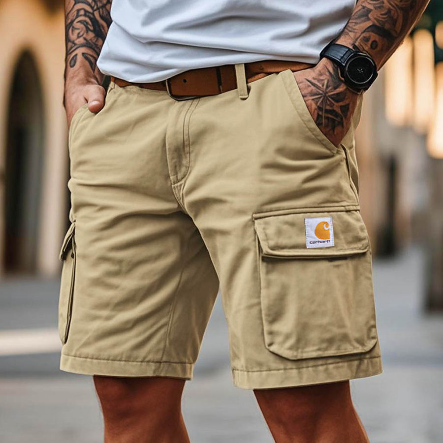 

Carhartt Men's Cargo Shorts Vintage Washed And Distressed Multi-Pocket Casual Surf Khaki Walkshort