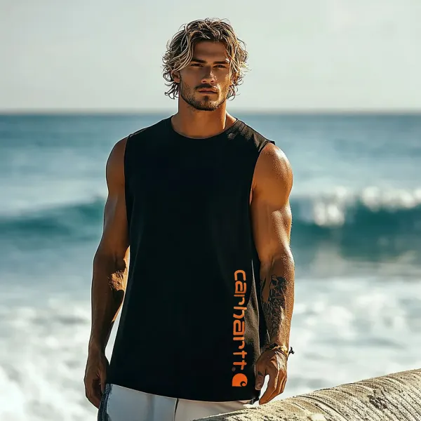 Unisex Oversized Surf Print Tank Top Casual Comfort Cotton Sleeveless T-Shirt - Wayrates.com 