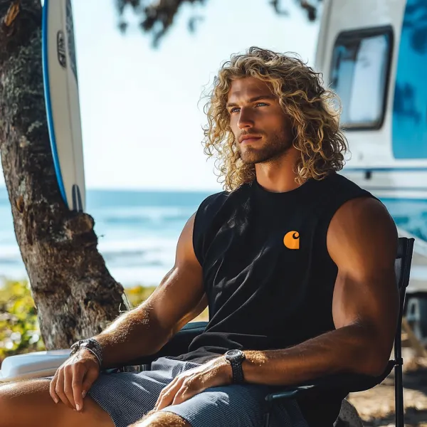 Unisex Oversized Surf Print Tank Top Casual Comfort Cotton Sleeveless T-Shirt - Wayrates.com 