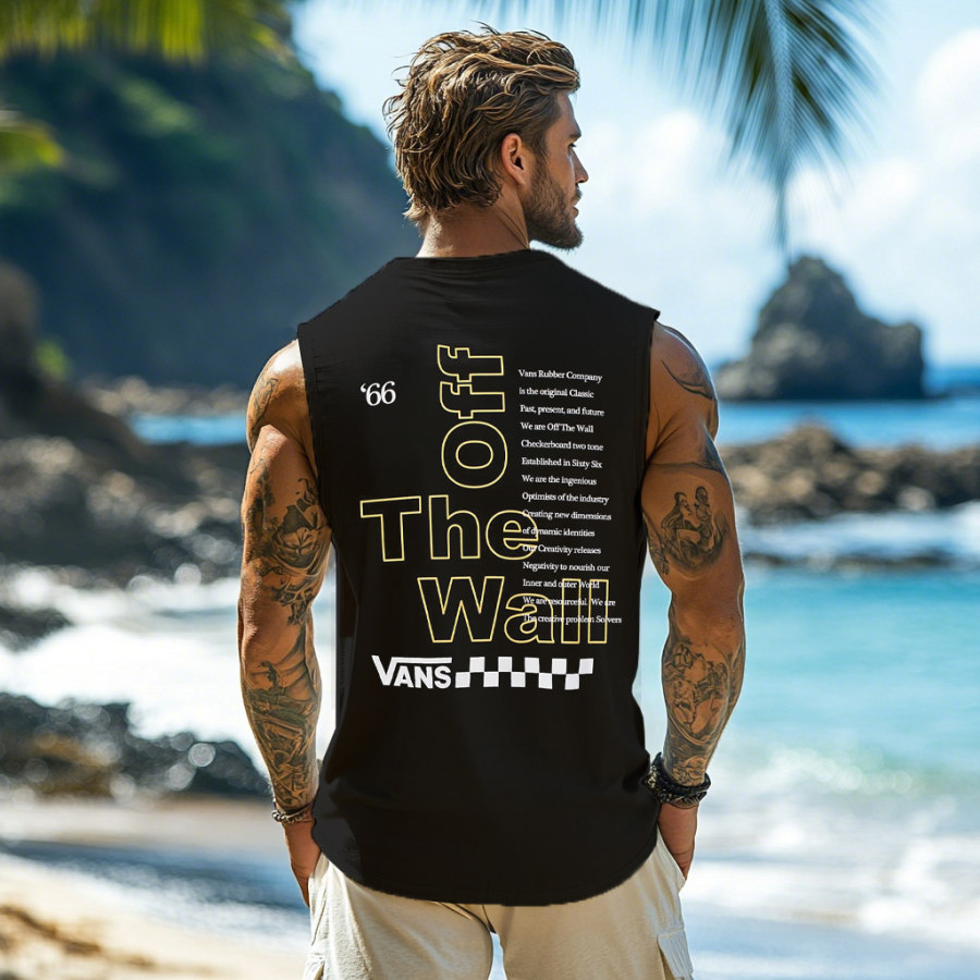 

Men's Vintage Surf Oversized Print Tank Top