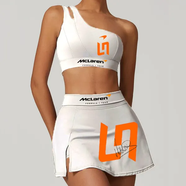 Women's Racing Team Logo Print Slim Fit Sportswear Casual Four Seasons Two Piece Suit - Wayrates.com 